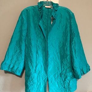 ON HOLD until Feb 10.  Chico's crinkles chartruce jacket sz 3.5
